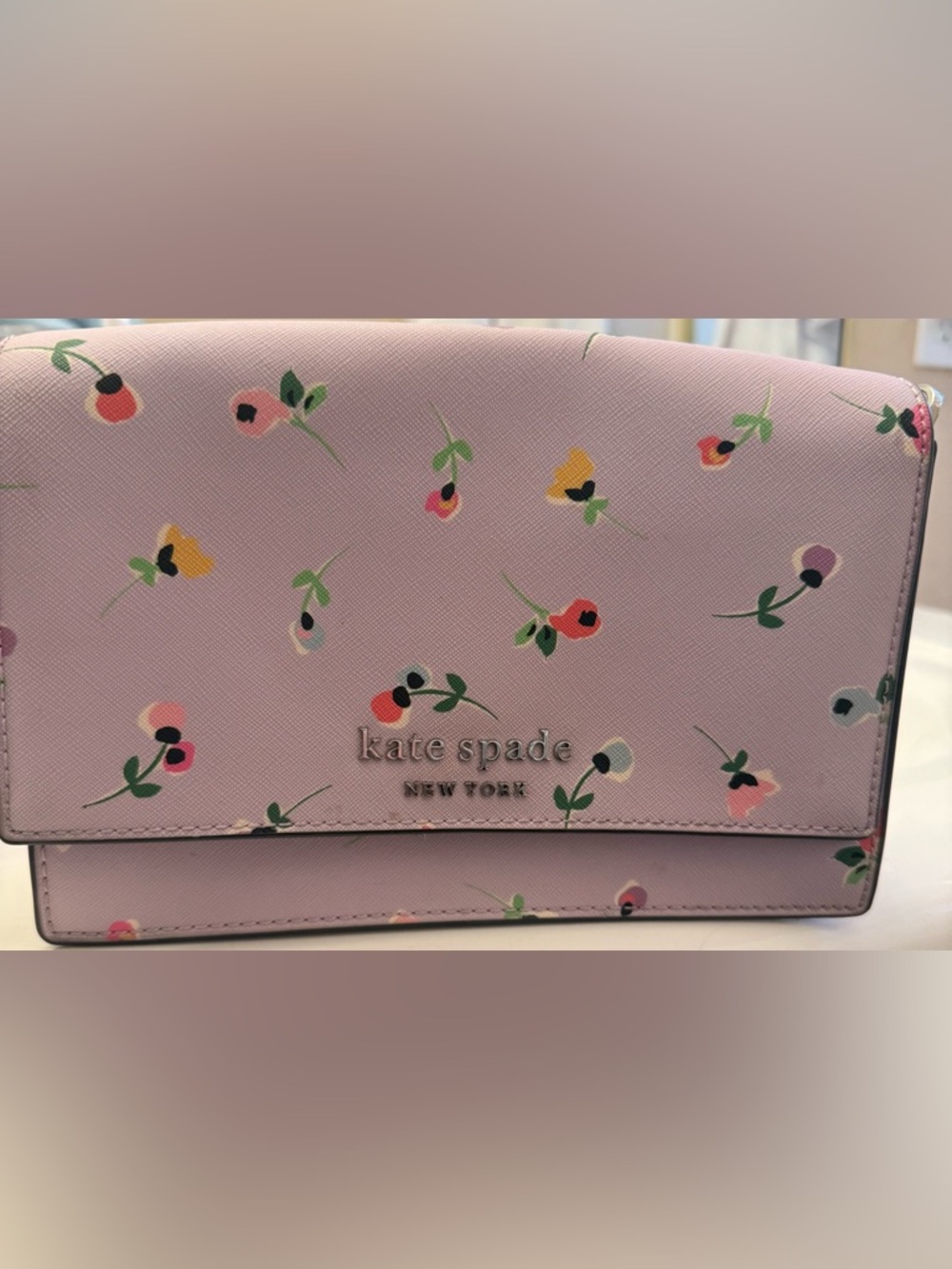 kate spade Lavender Floral Wallet with Multicolor Blossoms